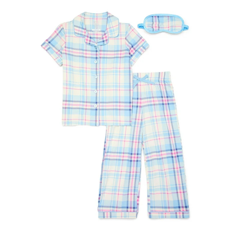 Wonder Nation Girls Sleep Shirt and Pants Set with Eye Mask, 3-Piece, Sizes 4-18 & Plus | Walmart (US)