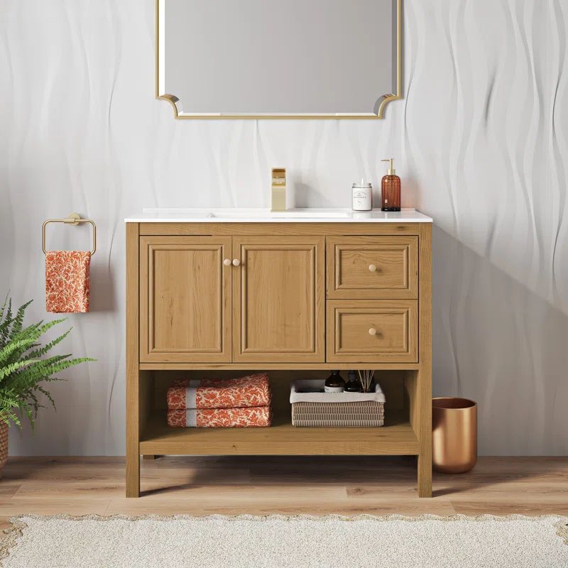 Château 36" Bathroom Vanity In Natural Oak | Wayfair North America