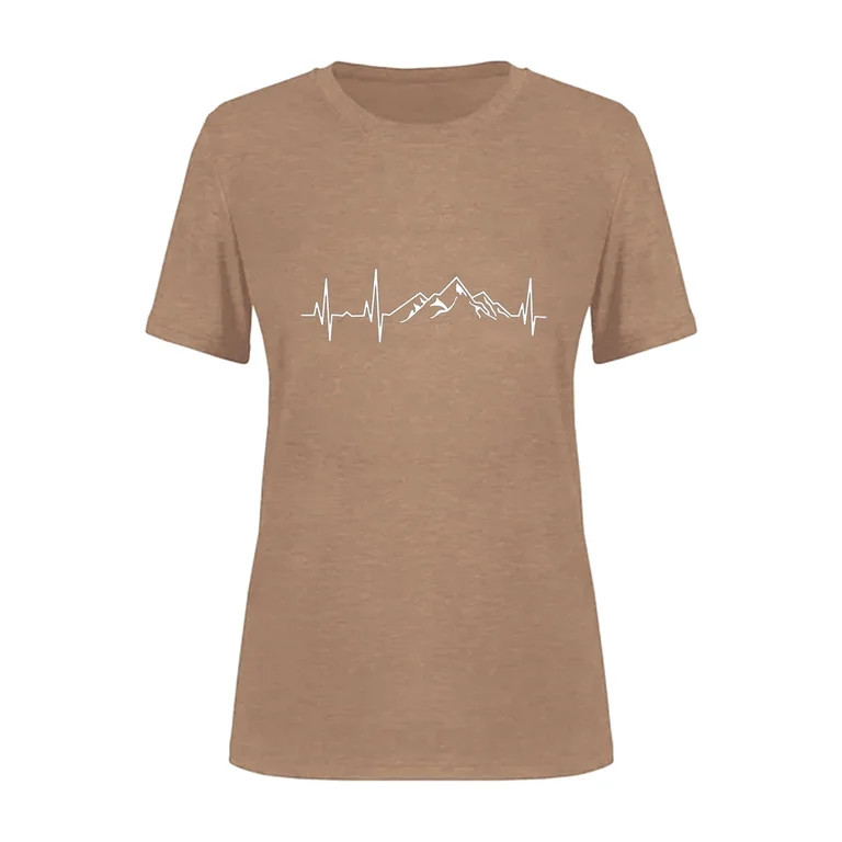 Miayilima Mountain Heartbeat Tshirt Graphic Tees Women Ladies Tee Shirts Short Sleeve - Walmart.c... | Walmart (US)