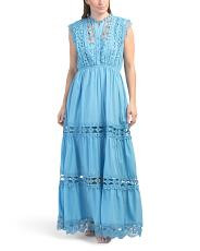 Sleeveless Lace Trim Maxi Dress | TJ Maxx