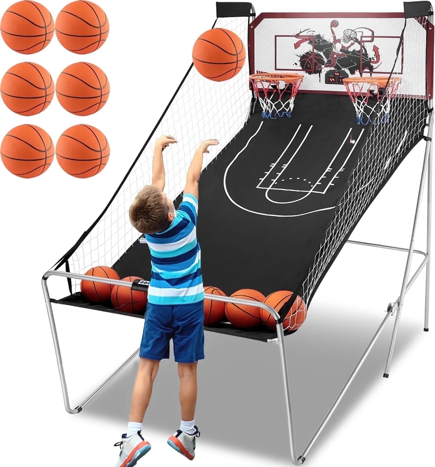 Dual Shot Basketball Arcade Game, Segmart 81"x44" Foldable Indoor Electronic Arcade Basketball Ga... | Walmart (US)