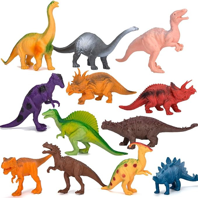 Kids Dinosaur Figures Toys, 7 Inch Jumbo Plastic Dinosaur Playset, STEM Educational Realistic Din... | Amazon (US)