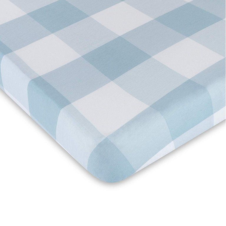 Baby Crib Sheet 100% Premium Jersey Cotton 1 Pack Gingham Dusty Blue for Baby boy | Walmart (US)