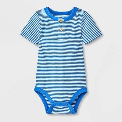 Baby Boys' Henley Bodysuit - Cat & Jack™ Blue Newborn | Target