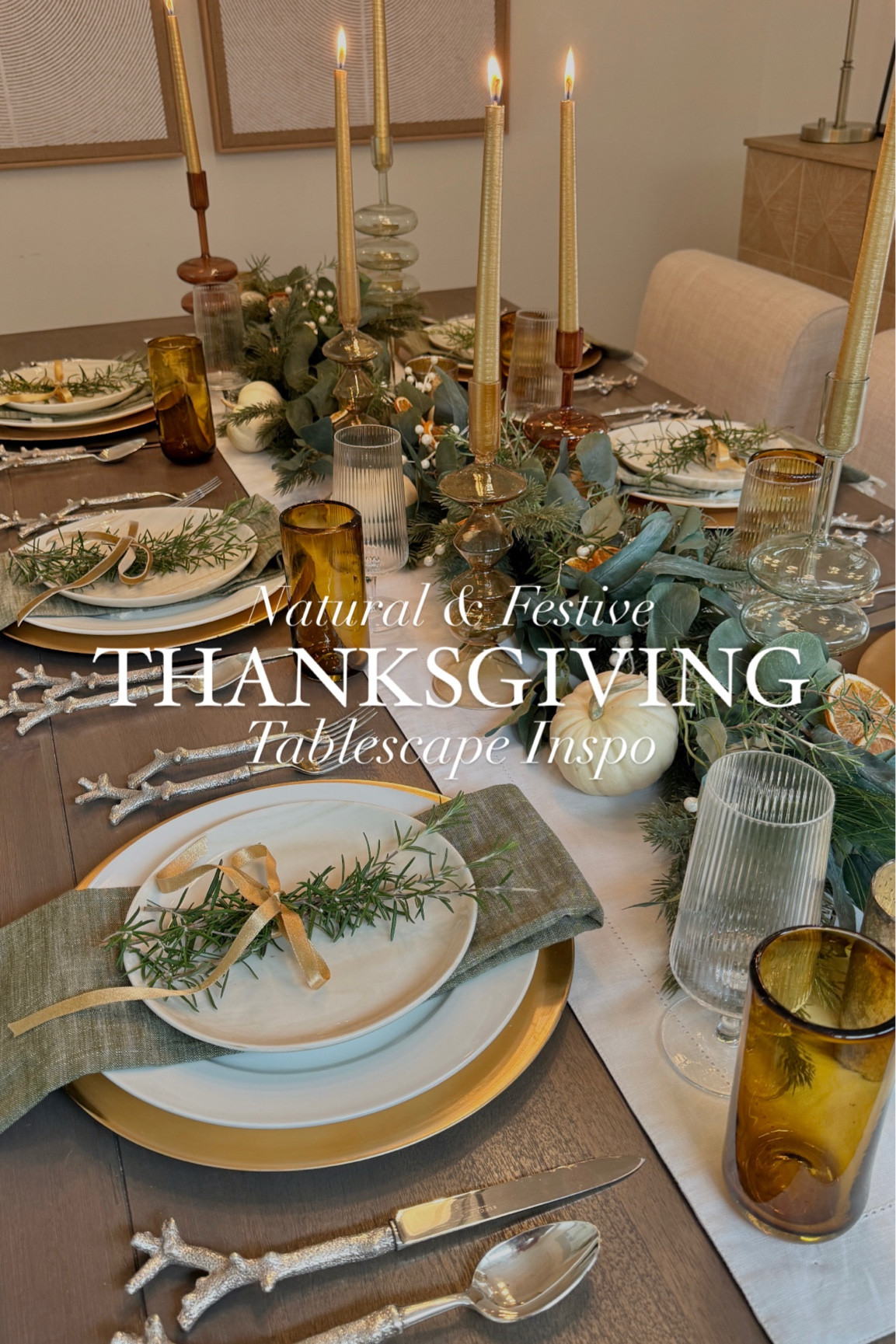 Natural & Festive Thanksgiving Tablescape Inspo! 🤎

One of the best parts about holiday-themed tablescapes is reusing your decor each year! My table is similar to last year, but I grabbed a few more pieces to balance the timeless with trendy fun. I love my vintage antler cutlery, but I’m also obsessed with my new West Elm glassware! My Crate & Barrel candleholders are another new addition - & they come in so many colors!

Don’t forget to like, save, and follow @taranelsondesigns for more home and lifestyle content 🤍

thanksgiving tablescape, interior design, fall decor, neutral home, dining table inspo, neutral style #thanksgiving #thanksgivingdecor #tablesetting #tablesettingideas #diningtable #diningroomdecor #homedesign #interiordesign #neutralhome #neutralstyle #tablescape #tablescapeinspo #thanksgivingtable

#LTKHoliday #LTKSeasonal #LTKHome