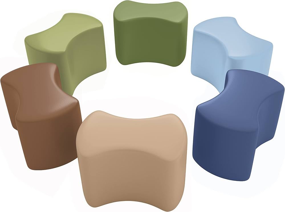 ECR4Kids SoftZone Toddler Modular Stool Set, Flexible Seating, Earthtone, 6-Piece | Amazon (US)