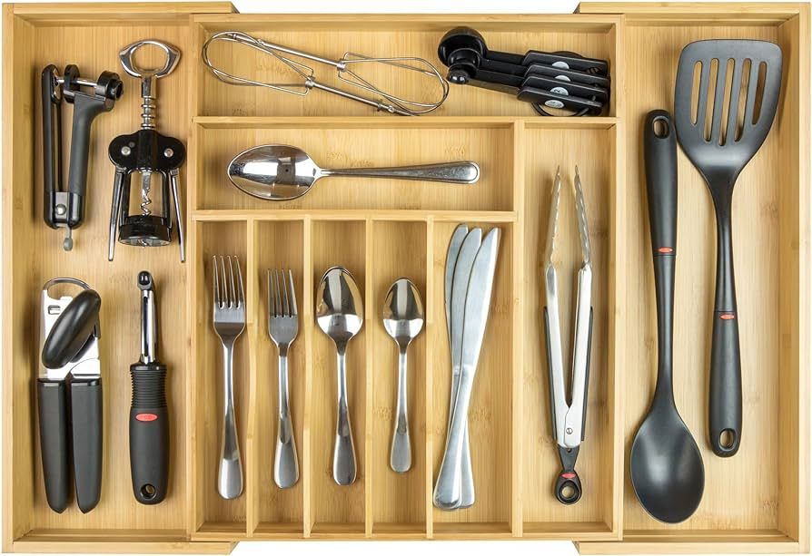 Premium Silverware, Flatware and Utensil Organizer for Kitchen Drawers, Expandable from 14 to 25 ... | Amazon (US)