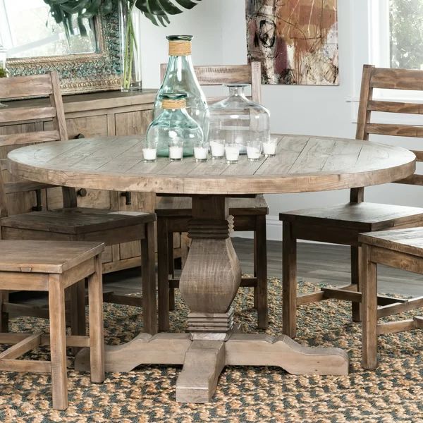 Kinston 55'' Pine Solid Wood Pedestal Dining Table | Wayfair North America