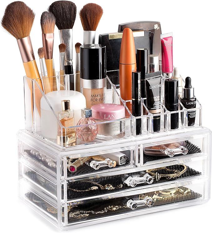 Masirs Clear Cosmetic Storage Organizer, Easily Sort Make-up, Jewelry & Hair Accessories, Looks E... | Amazon (US)