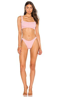 Hunza G Helena Nile Bikini Set in Metallic Dusty Pink from Revolve.com | Revolve Clothing (Global)