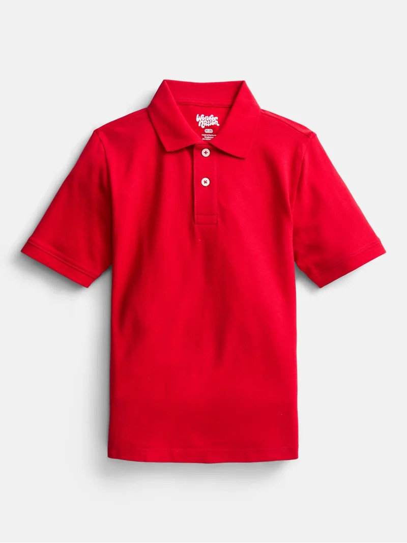 Wonder Nation Boys School Uniform Pique Polo Shirt with Short Sleeves, Size 4-18 | Walmart (US)