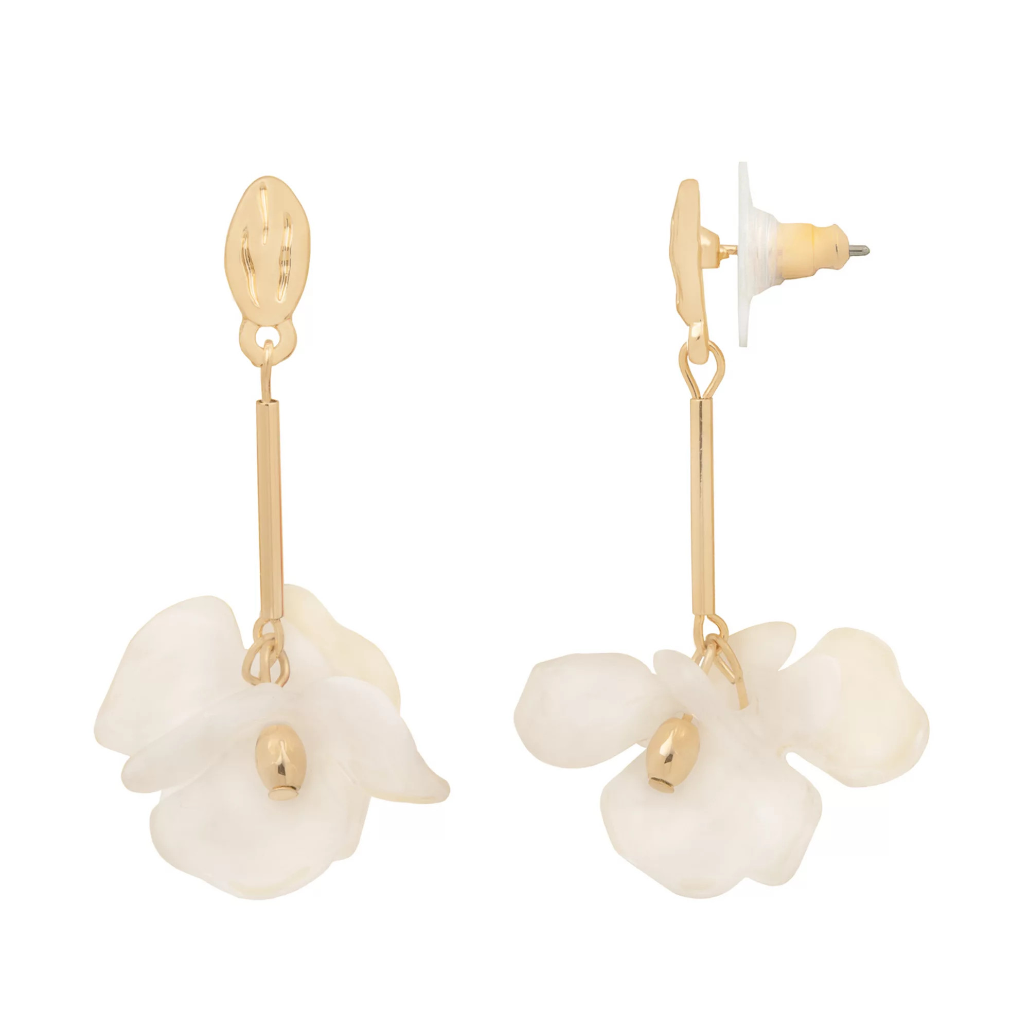 Emberly Gold-Tone Flower Petal Nickel Free Drop Earrings | Kohl's