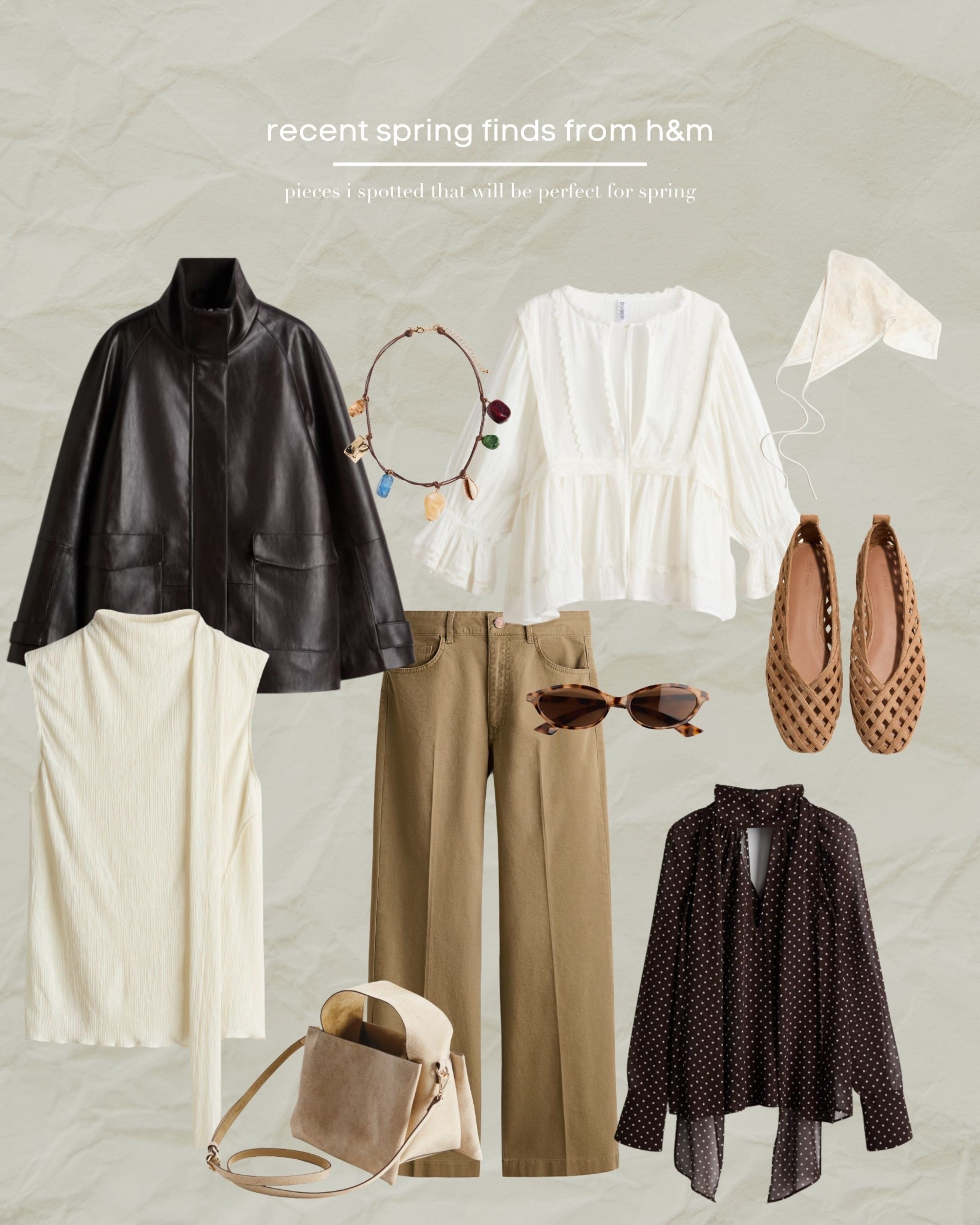 H&M, Spring Edit, Spring Style, Leather Jacket, Bomber Jacket, Blouse, Boho Blouse, Scarf Blouse, Polka Dot, Headacarf, Bandana, Ballet Flats, Suede Bag 

#LTKuk #LTKspring #LTKeurope