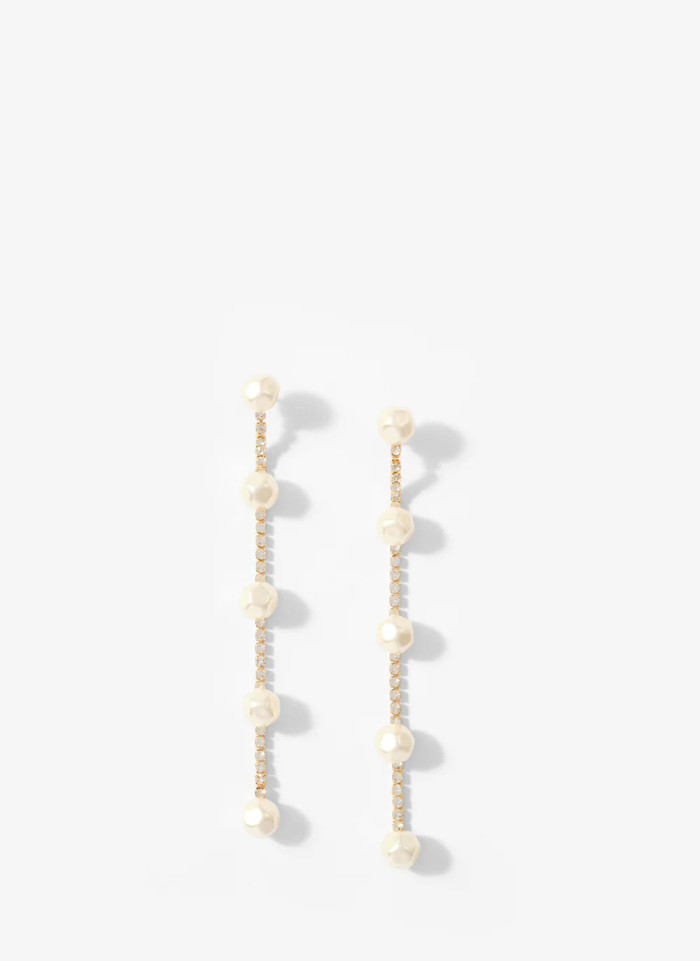 Gold Tone Diamante Pearl Drop Earrings | Mint Velvet