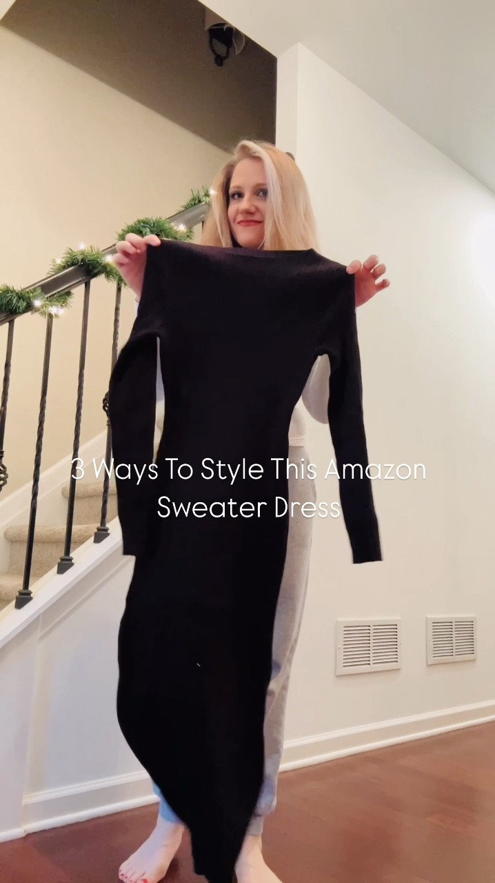 Amazon sweater dress. Comes in 8 colors. Size down - wearing a small. 

#LTKFindsUnder50 #LTKWatchNow #LTKStyleTip