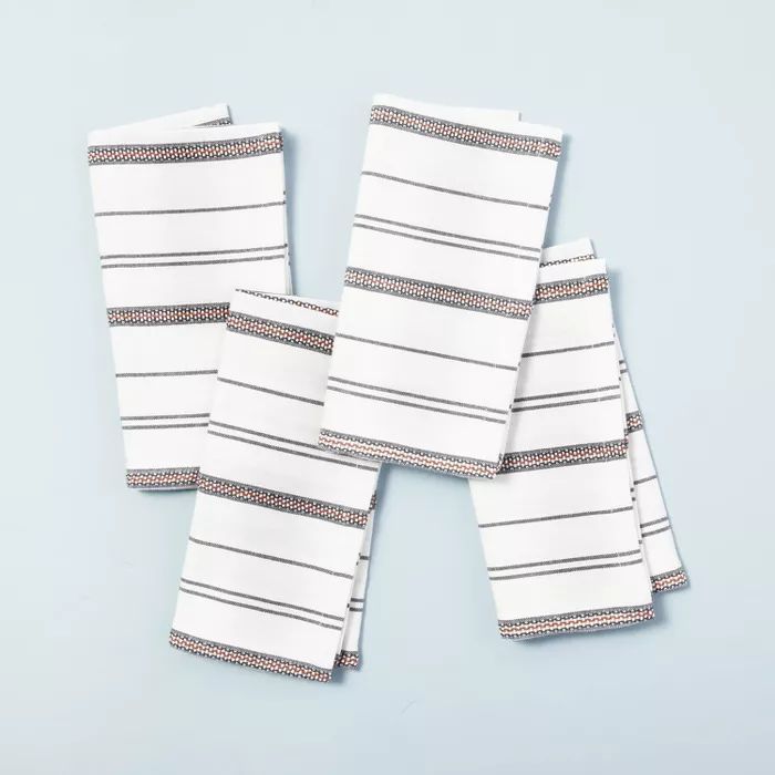 4pc Seasonal Stripes Woven Napkin Set Gray/Pumpkin Brown - Hearth & Hand™ with Magnolia | Target