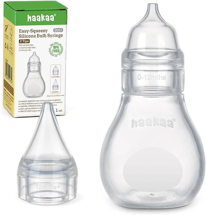 Haakaa Silicone Baby Nasal Aspirator | Nose Bulb Syringe | Easy-Squeezy Baby Nose Cleaner, 0m+ Ne... | Amazon (US)