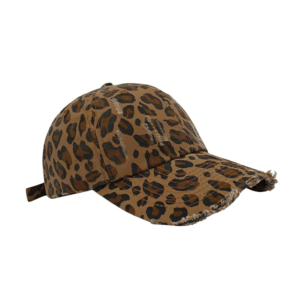 CORIRESHA Women's Classic Leopard Print Hat Adjustable Outdoor Distressed Baseball Cap | Amazon (US)