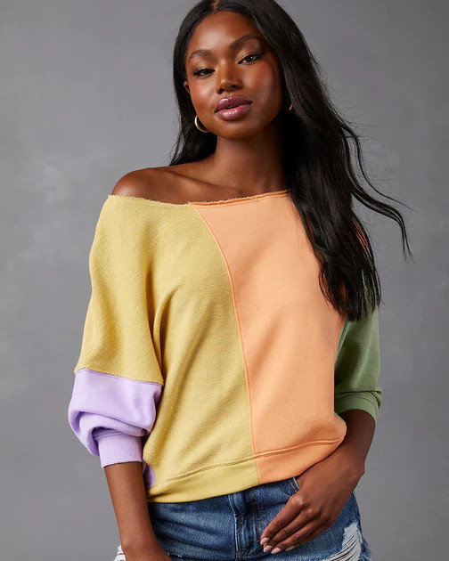 Mikko Colorblock Knit Sweater - Green/Multi | VICI