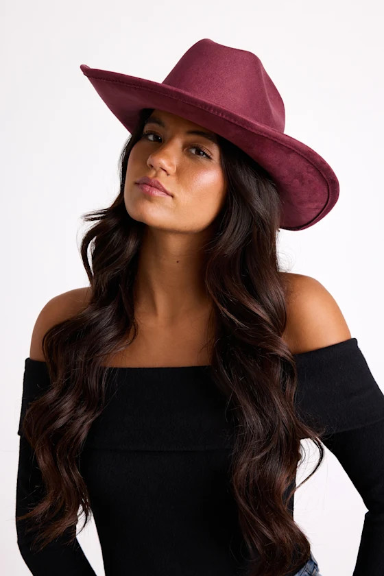 Farva Burgundy Suede Studded Cowboy Hat | Lulus