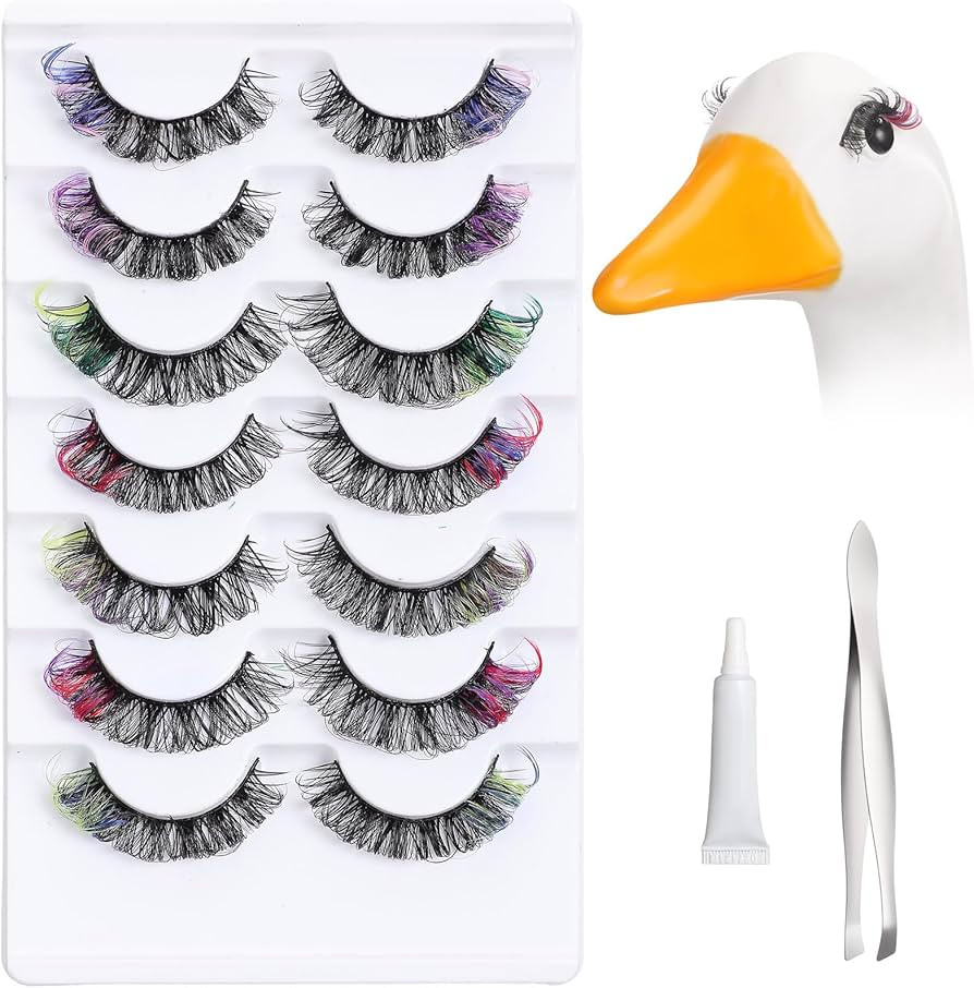 Geelin 7 Pcs Porch Goose Outfit Eyelash for 23/17'' Plastic Lawn Goose Statue Mink Fake Lashes wi... | Amazon (US)