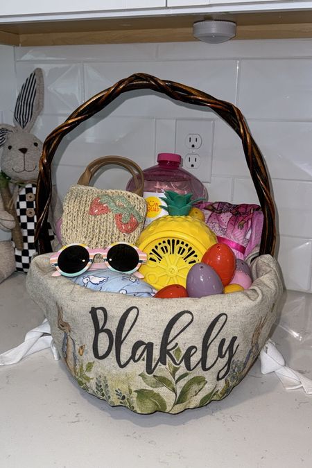 Customized Easter basket liner and items linked. 

#LTKfamily #LTKSeasonal #LTKkids