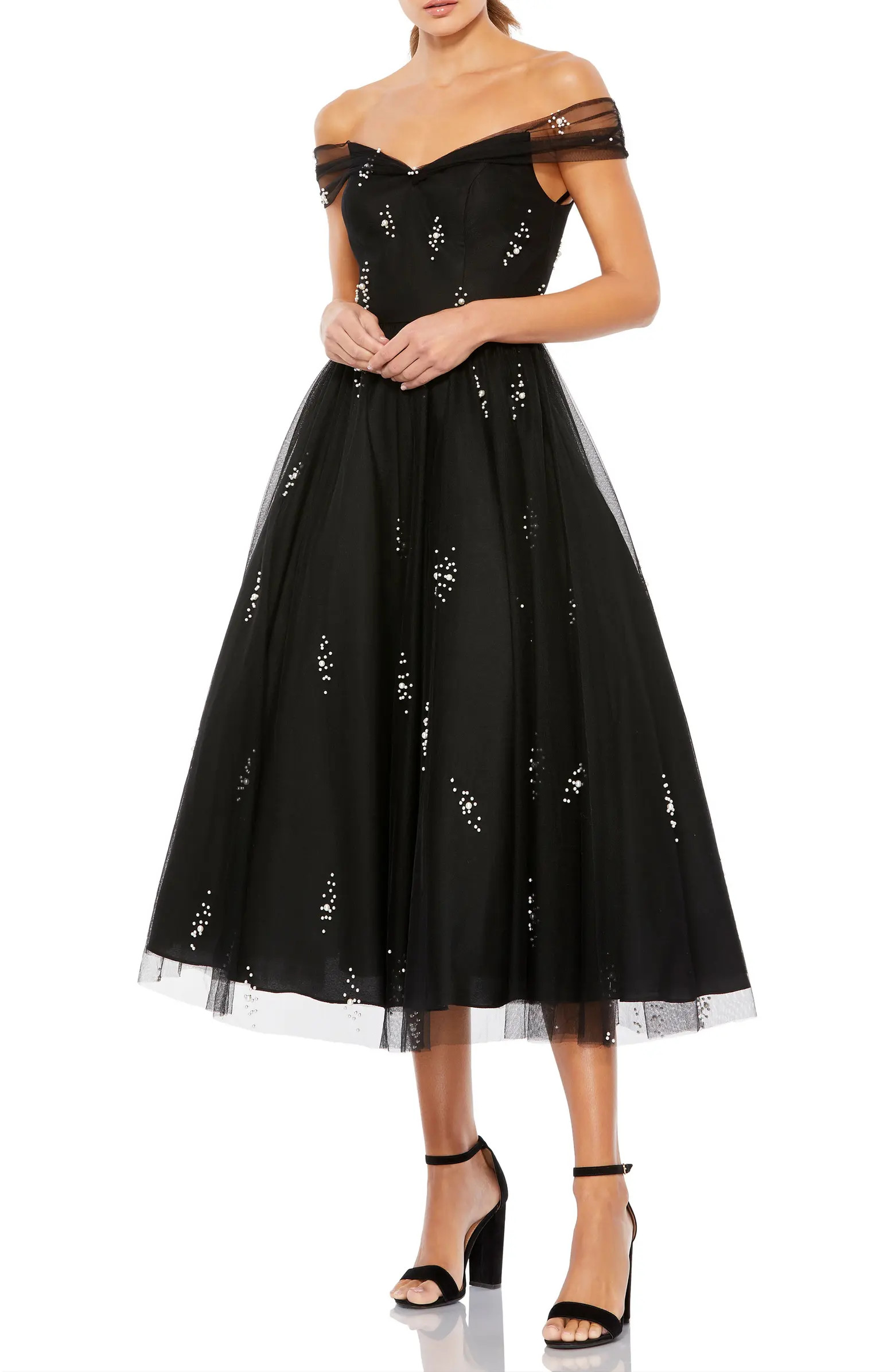 Women's Off The Shoulder Embellished Tulle Cocktail Dress | Nordstrom