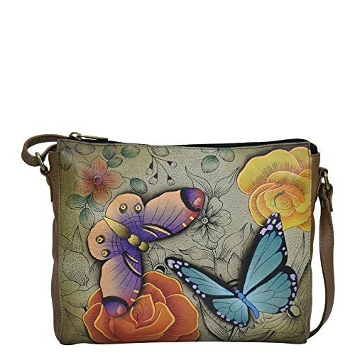 Anna by Anuschka Women's Original Genuine Leather Hand-Painted Slim Medium Crossbody - Leather Ha... | Amazon (US)