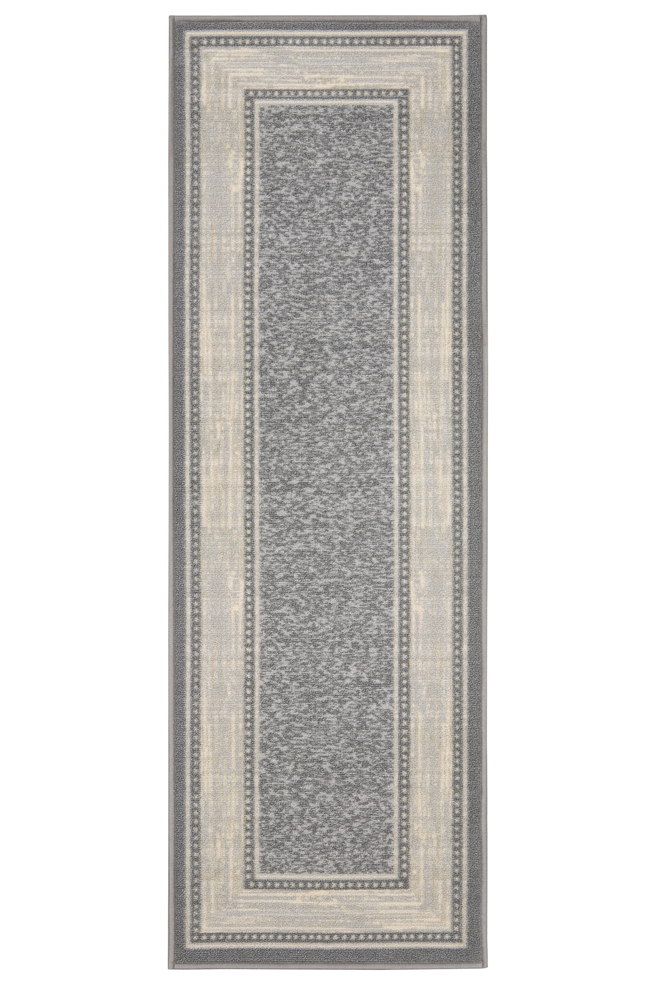 Ottomanson Classics Rubberback Bordered Design Runner Rug, 20" x 59", Gray | Walmart (US)