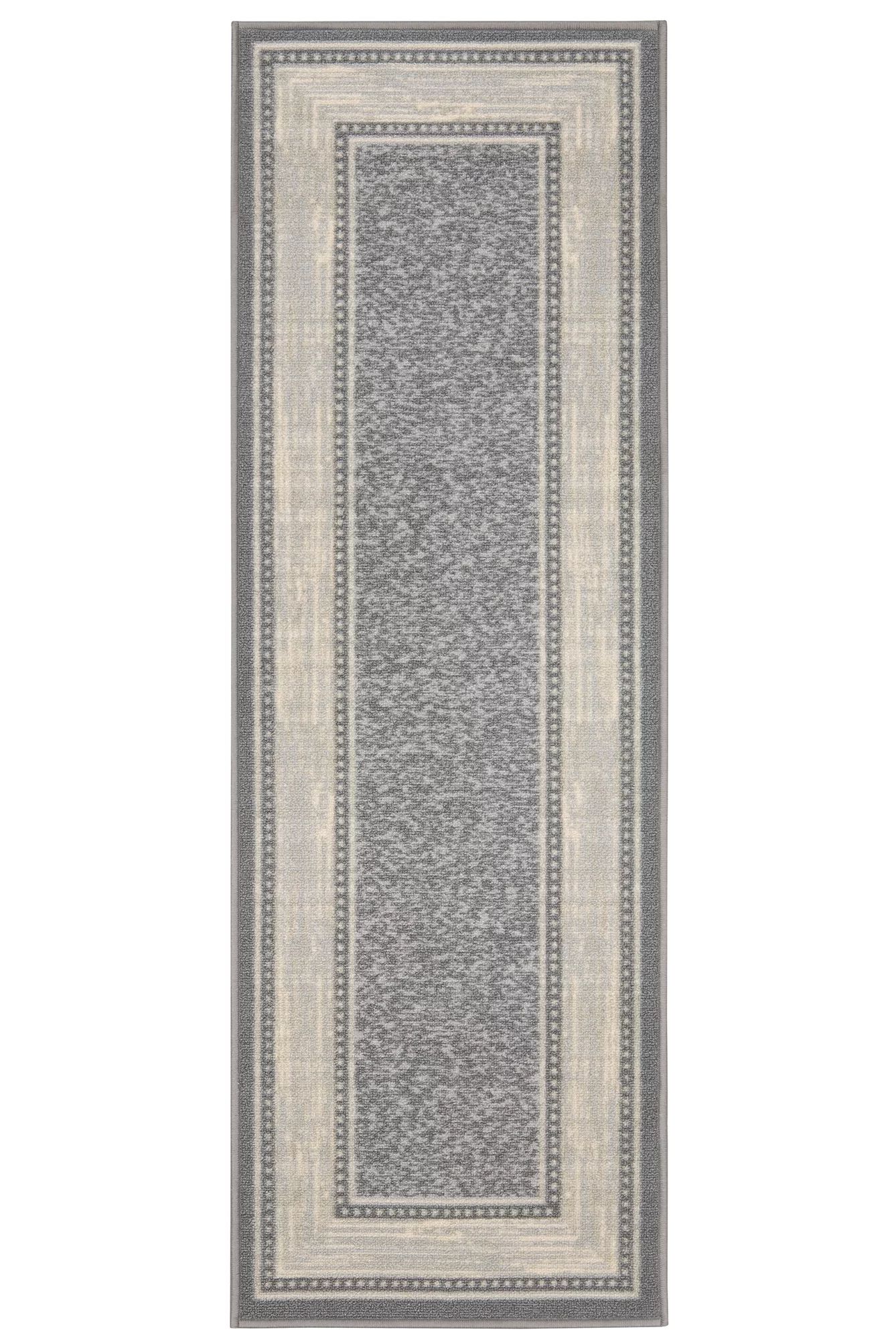 Ottomanson Classics Rubberback Bordered Design Runner Rug, 20" x 59", Gray | Walmart (US)