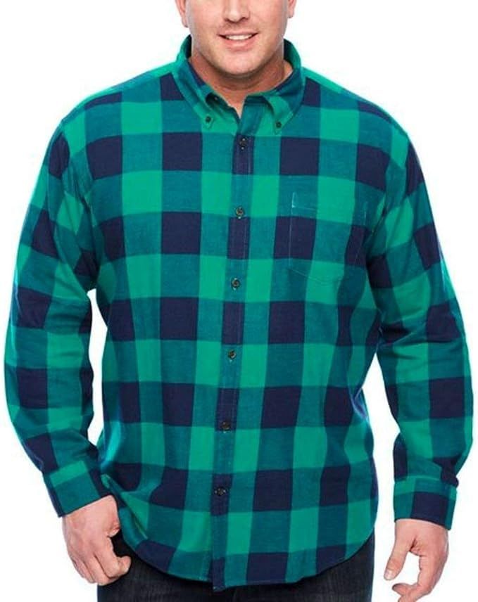The Foundry Supply Men’s Classic Fit Long Sleeve Flannel Shirt Green Blue Buffalo Plaid | Amazon (US)