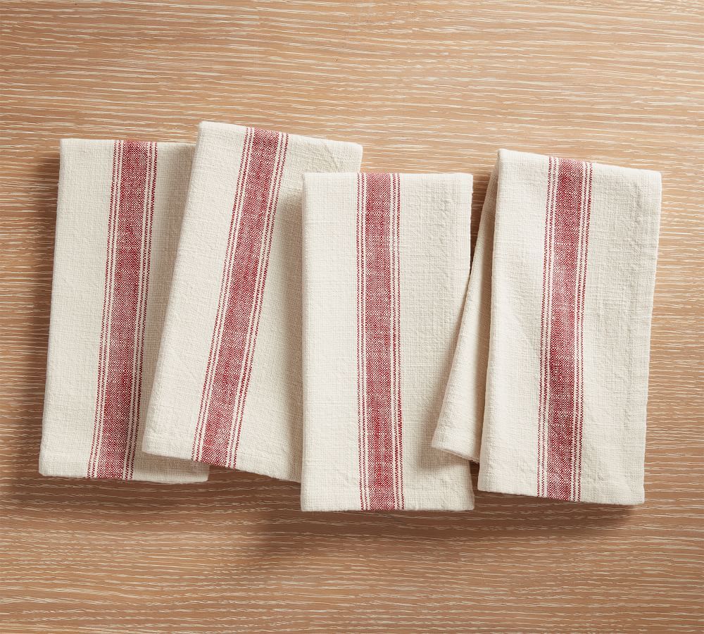 French Striped Organic Cotton Napkins - Set of 4 | Pottery Barn (US)
