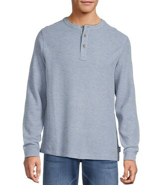 Long Sleeve Solid Ribbed Henley Pullover | Dillard's