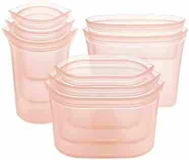 Zip Top Reusable Food Storage Bags | Full Set of 8 [Peach] | Silicone Meal Prep Container | Micro... | Amazon (US)