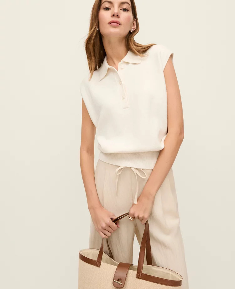 Weekend Collared Sweater Vest | Ann Taylor