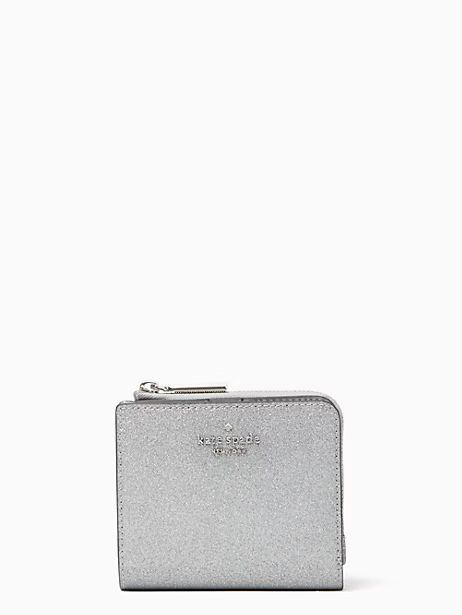 shimmy glitter boxed small l-zip bifold wallet | Kate Spade Outlet