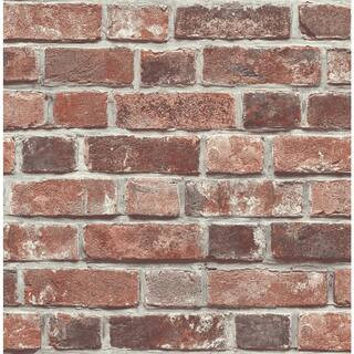 NextWall Distressed Brick Red Brick Vinyl Peel & Stick Wallpaper Roll (Covers 30.75 Sq. Ft.)-NW31... | The Home Depot