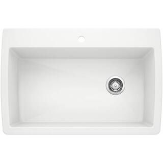 Blanco DIAMOND Silgranit Dual Mount Granite Composite 33.5 in. 1-Hole Single Bowl Kitchen Sink in... | The Home Depot
