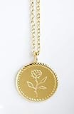 Circle Rose Pendant Gold Necklace | Amazon (US)