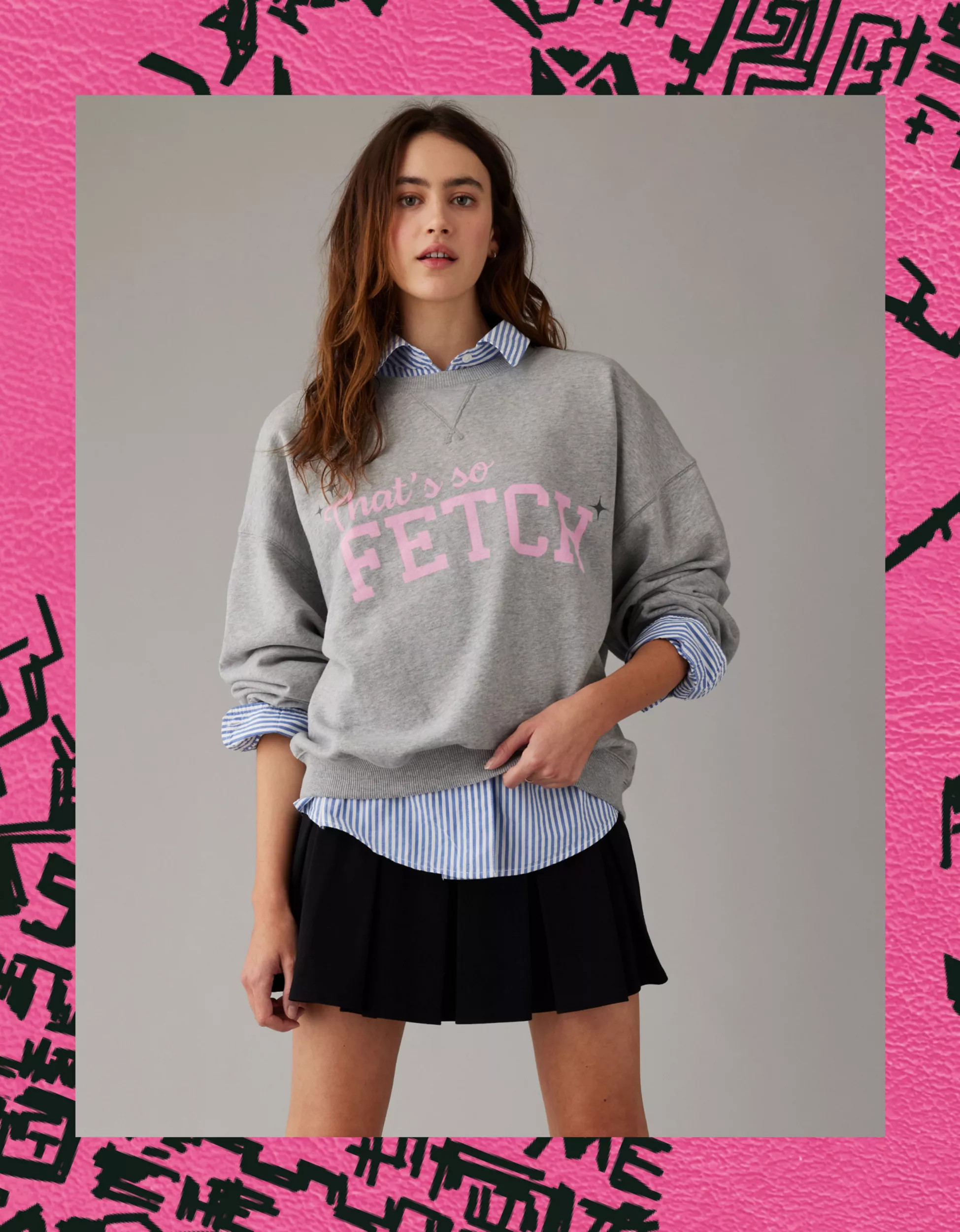 AE x Mean Girls Fetch Crew Neck Sweatshirt | American Eagle Outfitters (US & CA)