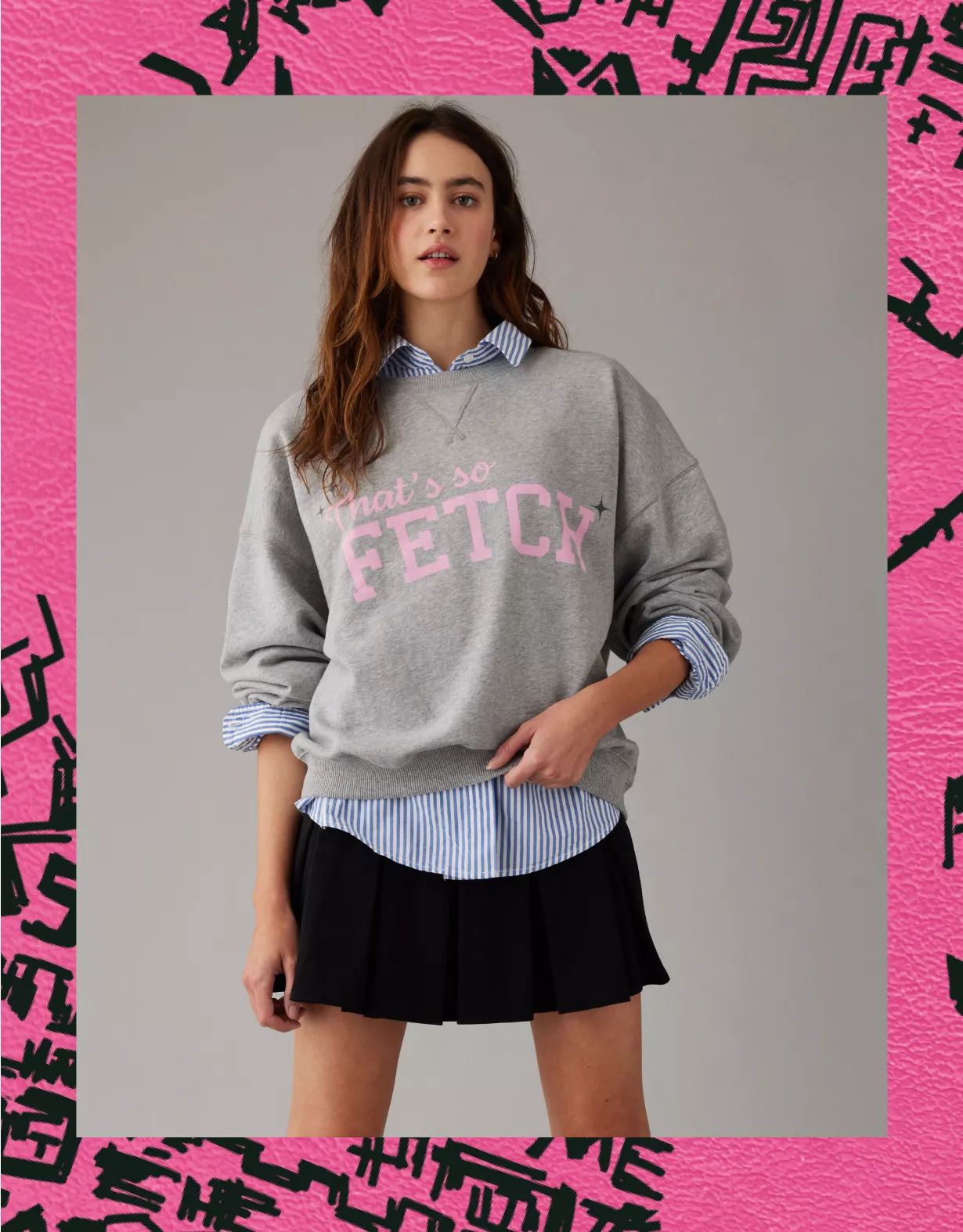 AE x Mean Girls Fetch Crew Neck Sweatshirt | American Eagle Outfitters (US & CA)