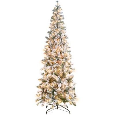Best Choice Products Pre-Lit Artificial Snow Flocked Pencil Christmas Tree Holiday Decoration | Target