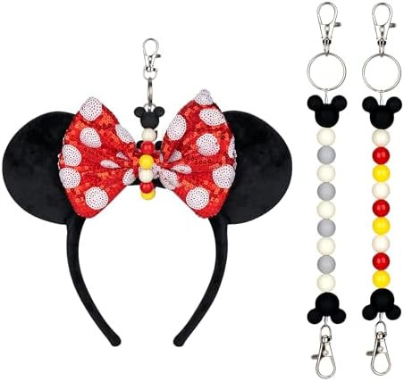 2Pcs Mouse Ear Holder for Backpack Beaded Lanyard Keychain Park Trip Essentials Headband Hanging ... | Amazon (US)