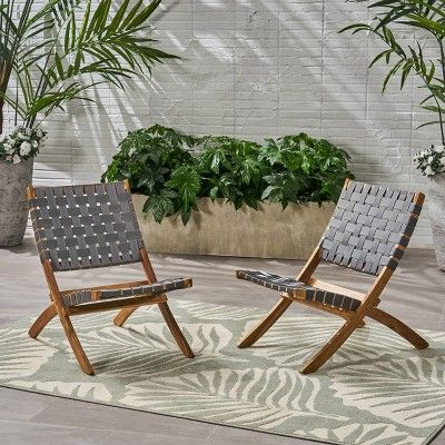 Huntsville 2pk Acacia Wood Foldable Chairs - Brown Patina/Gray - Christopher Knight Home | Target