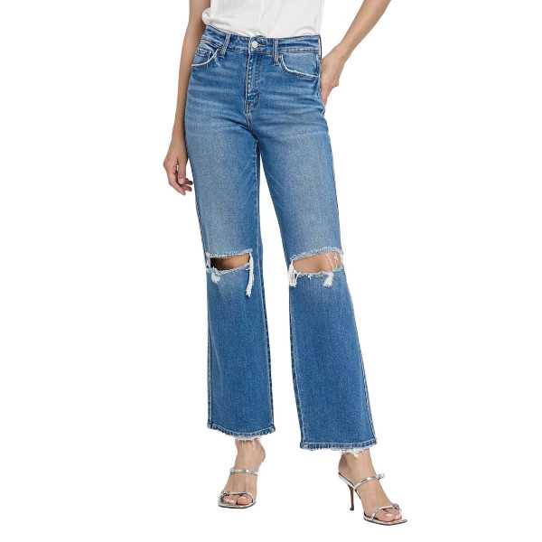 Women's Flying Monkey Desructed Slim Fit Wide Leg Jeans Dark Wash 25 30.5 | Scheels