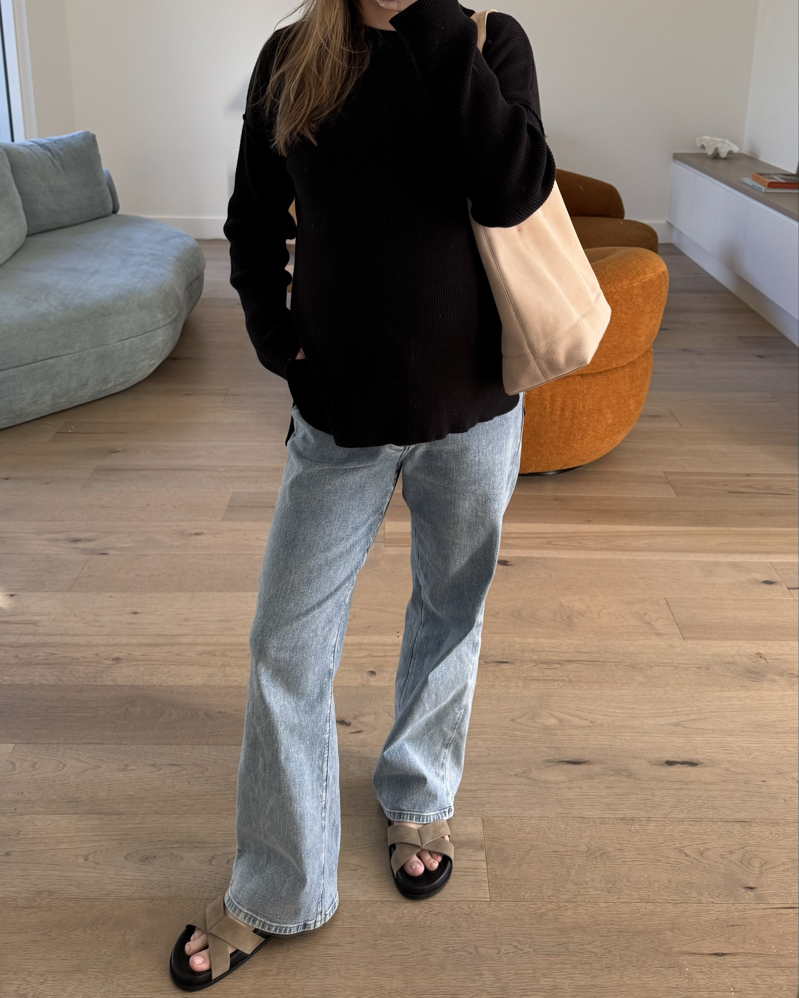 OOTD at 28 weeks pregnant. Wearing a S/M in the knit, and an 8 in the jeans  

#LTKjeans #LTKaustralia #LTKmaternity