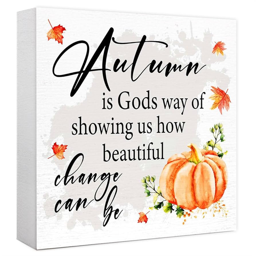 Funny Autumn Wood Box Sign Autumn is God Way of Showing Us How Beautiful Change Can be Wooden Blo... | Amazon (US)