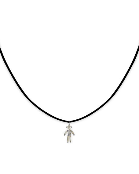 LITTLE ONES PARIS Diamond Boy Thread Necklace, White Gold | Neiman Marcus