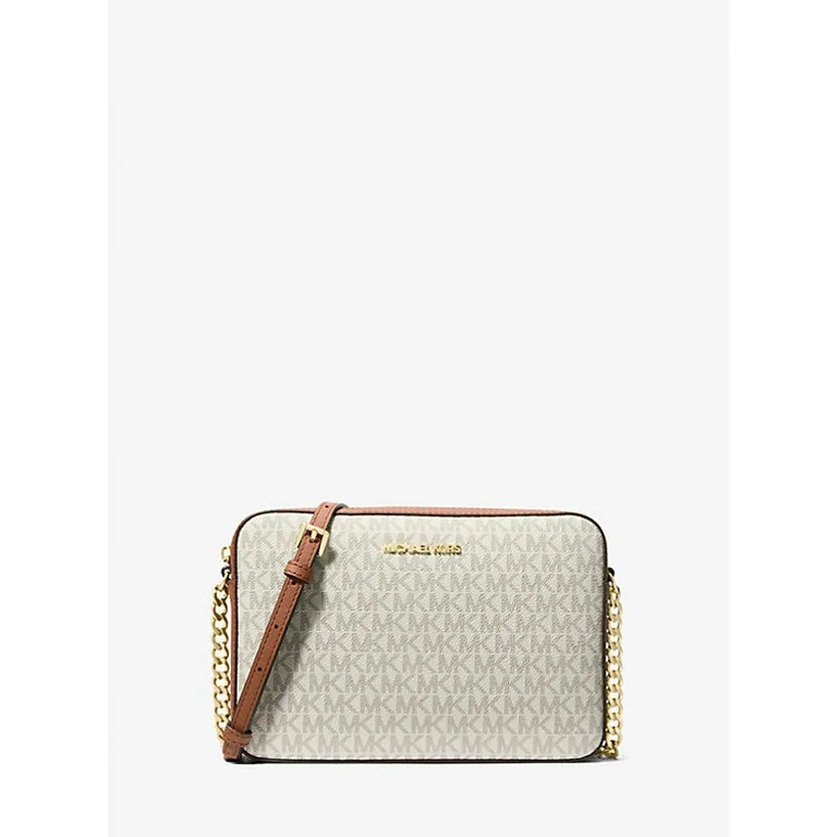 Michael Kors Women's Adjustable Strap Signature Coated Canvas Crossbody Bag, Vanilla | Walmart (US)