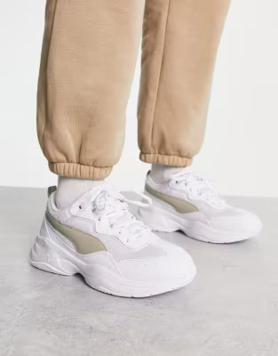Puma Cilia chunky sneakers in white and green - exclusive to ASOS | ASOS (Global)